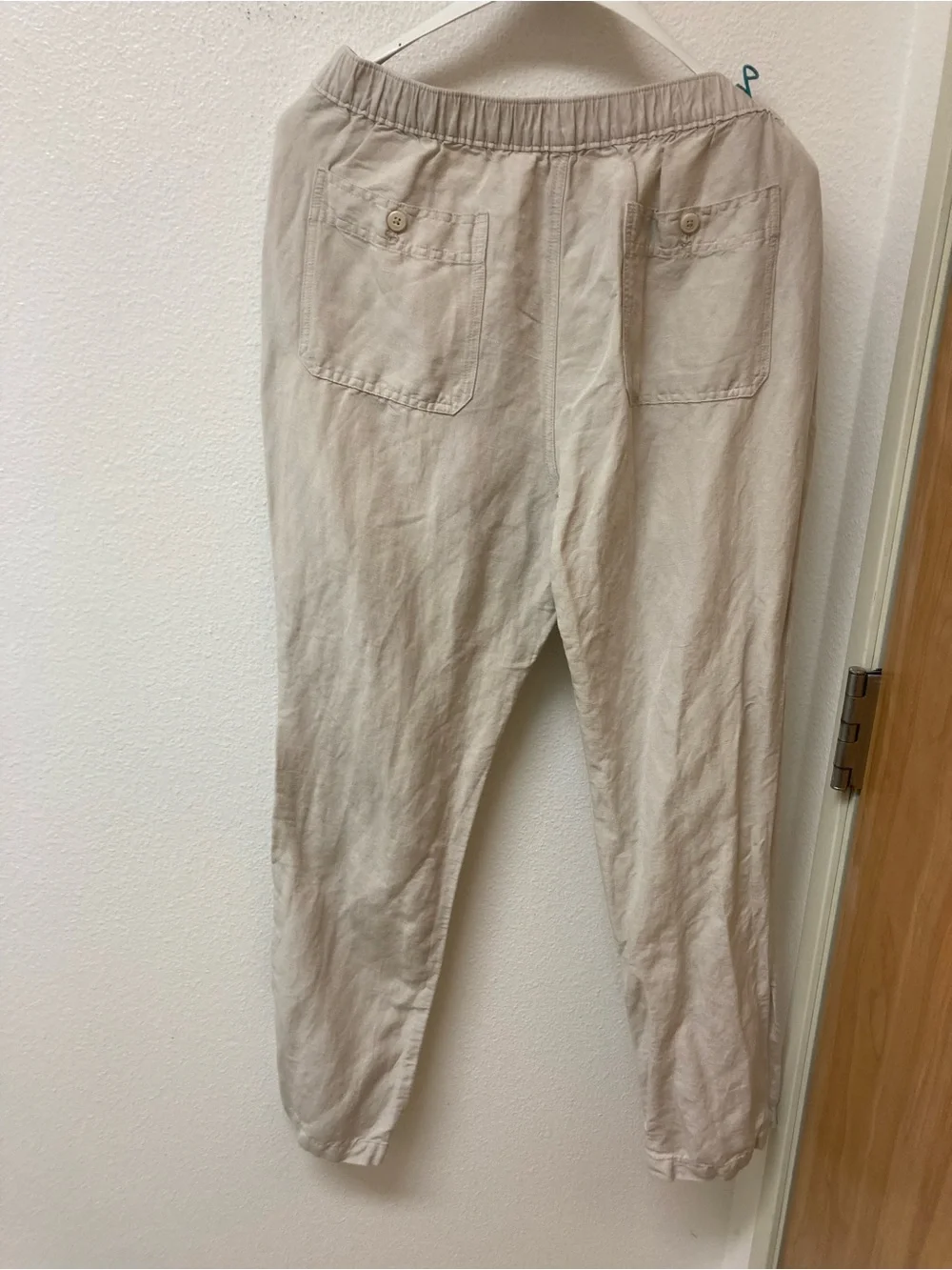 CUBAVERA Men’s Cream Linen Blend Coastal casual Wide Leg Trousers Size LX 32.